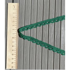 Мерсеризованное хлопковое кружево, 11 мм, цвет зеленый