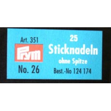 124174 Иглы для вышивания без заостренного конца (сталь) 26 серебр.цв. 0, 60 x 32